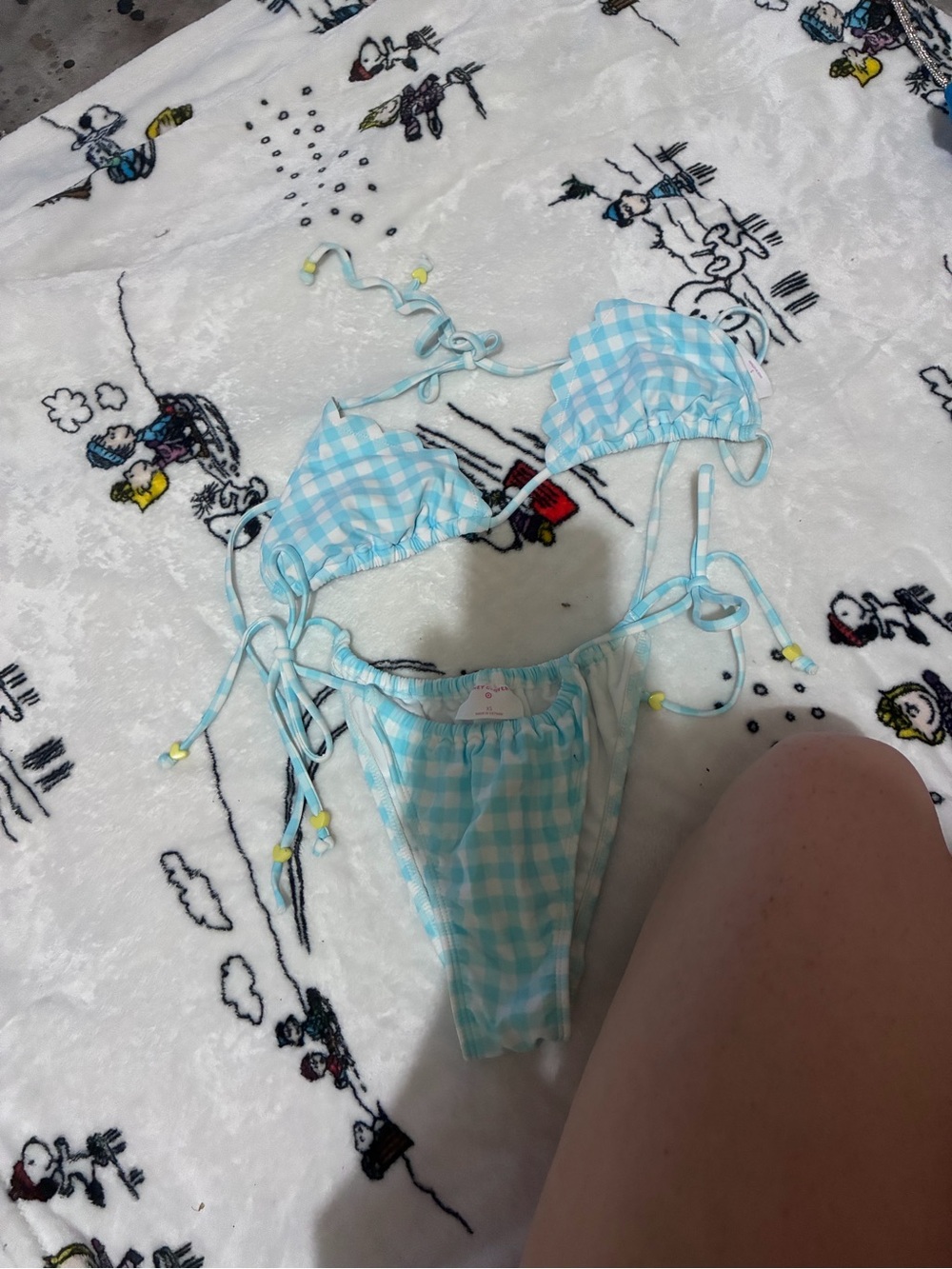 Stoney Clover Lane Light Blue Gingham Tie-Side Bikini